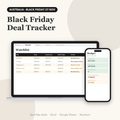 Black Friday deal tracker spreadsheet Australia edition on laptop and phone