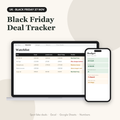 Black Friday deal tracker spreadsheet UK edition on laptop and phone