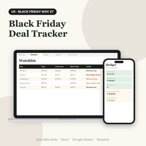 Black Friday Deal Tracker 2026 – Spot Fake Deals, Budget & Returns Spreadsheet (US)