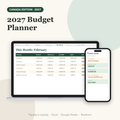 2027 budget planner spreadsheet Canada edition showing This Month view on laptop and phone