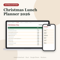 Christmas Lunch Planner Australia spreadsheet on a laptop and phone