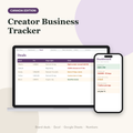 Creator business tracker spreadsheet Canada edition showing deals, usage rights and dashboard