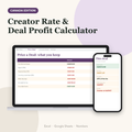 Creator rate and deal profit calculator Canada showing take-home after agent, fees and tax