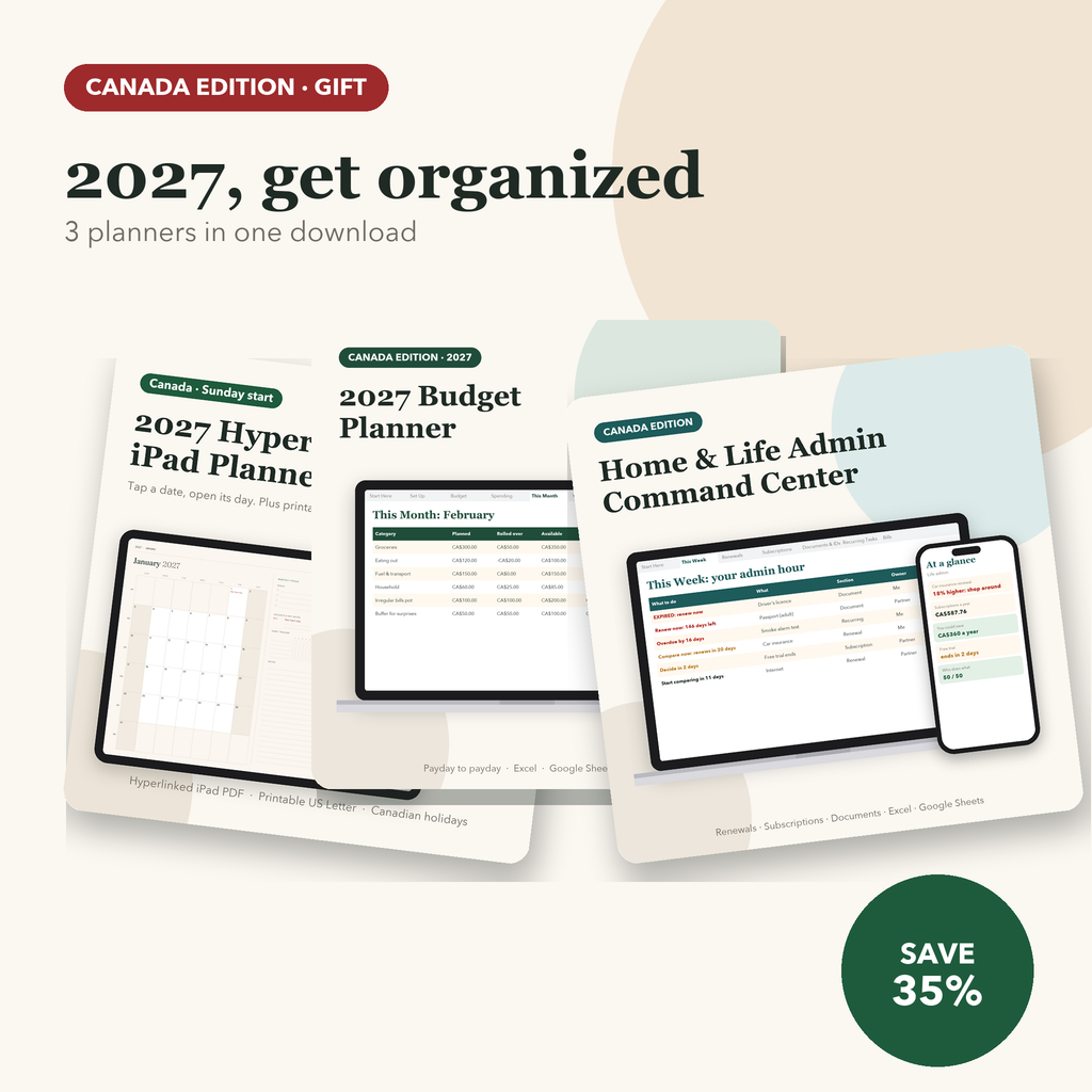 2027 gift bundle, Canada edition: planner, budget and life admin