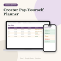Creator pay-yourself planner Canada showing monthly pay, holding pot and buffer