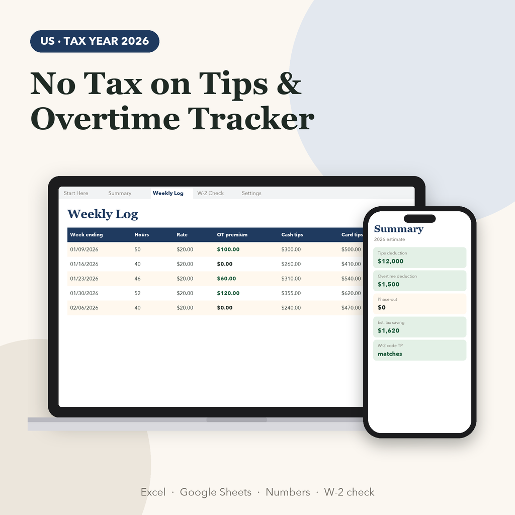 No tax on tips and overtime tracker spreadsheet